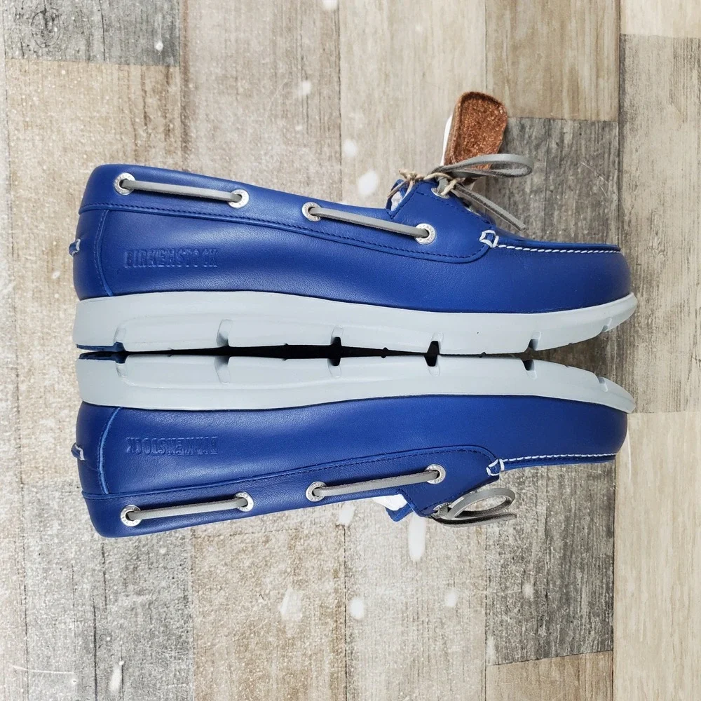 Birkenstock Tennessee Mens Loafers Sz 8 Mid Blue Leather Regular Fit Shoes